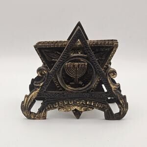 Star Of David Vintage Brass Salt Cellars (3) Nordia-Made In Israel Jerusalem